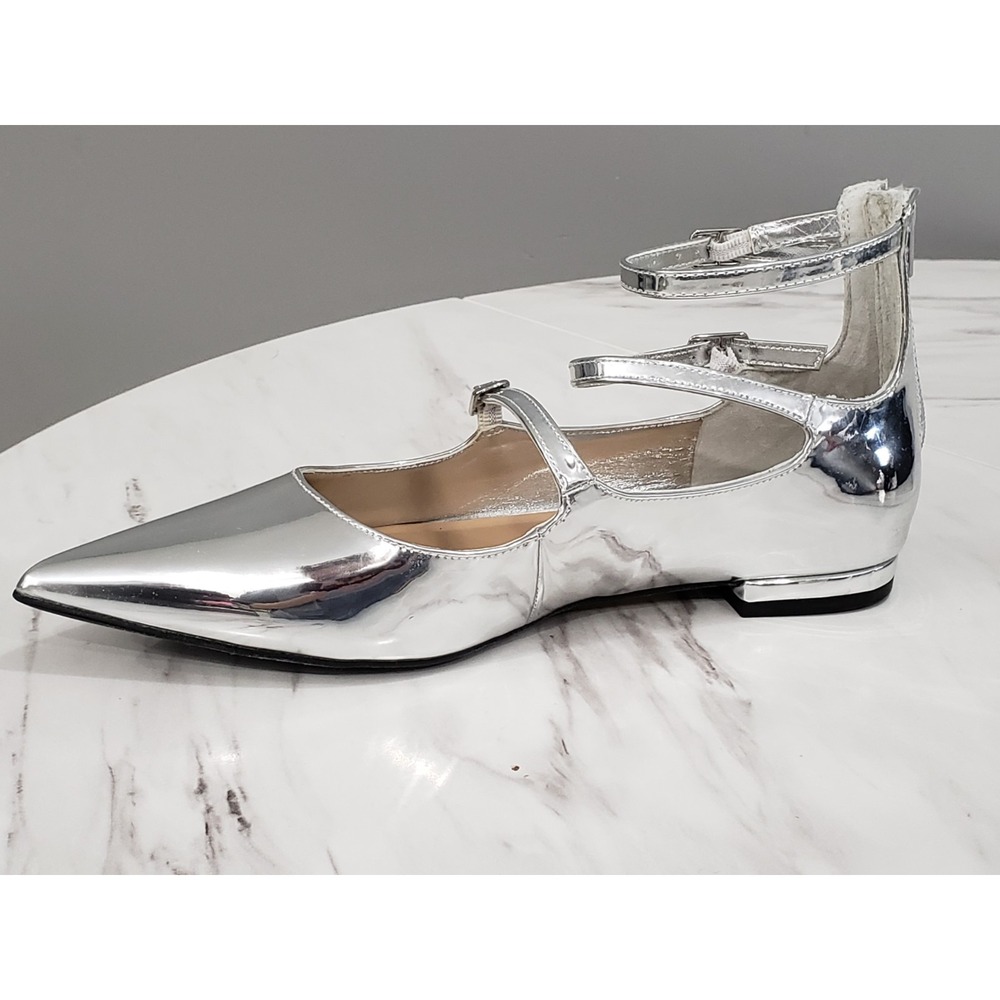 NEW INC International Concepts Women Valan SILVER Flats strappy‎ Pointed Toe - Picture 4 of 7